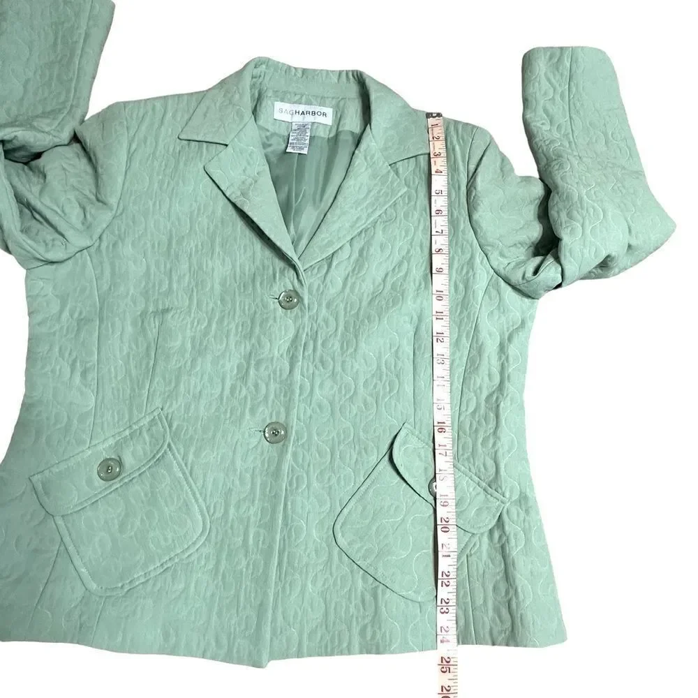 Vintage Mint Green Sag Harbor Quilt stitched  Blazer